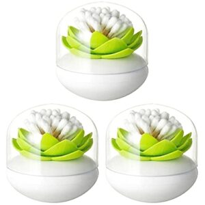 healifty 3pcs swab light holder bud home cosmetic swabs q with green ball cotton storage for canisters lotus lid shape toothpick toothpicks q- tips tips organizer
