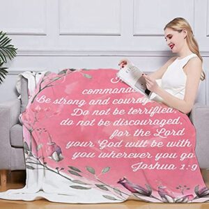 Bible Verse Joshua 1 9 Throw Blanket with Inspirational Thoughts and Prayers Religious Soft Christian Throw Blanket Inspirational Blankets and Throws Caring Gift for Men & Women