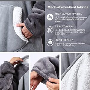 Blanket Hoodie Oversize Huge Hooded Blanket Sweatshirt with Deep Pockets and Elastic Sleeves, Women's Men's Fleece Lamb Fleece Soft Warm Comfortable Blanket Jacket Sweater Gift Adult Youth One Size