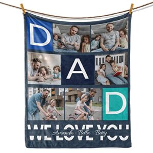 dipopizt gifts for dad, custom dad blanket with photo, personalized gifts for father's day, christmas from daughter, son, wife, unique dad birthday gift idea, gifts for papa, customized blanket