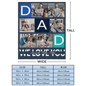 Dipopizt Gifts for Dad, Custom Dad Blanket with Photo, Personalized Gifts for Father's Day, Christmas from Daughter, Son, Wife, Unique Dad Birthday Gift Idea, Gifts for Papa, Customized Blanket