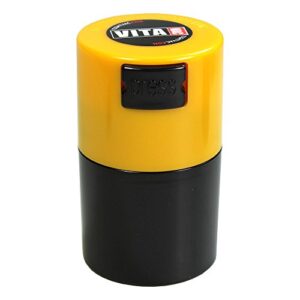vitavac - 5g to 20 grams vacuum sealed container - yellow cap & black body