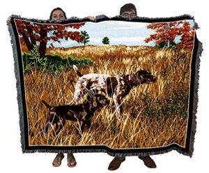 pure country weavers now we wait german shorthaired pointer blanket by bob christie - gift for dog lovers - tapestry throw woven from cotton - made in the usa (72x54)