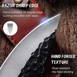 Huusk Viking Knives Hand Forged Boning Knife Full Tang Japanese Chef Knife with Sheath Butcher Meat Cleaver Japan Kitchen Knife for Home, Outdoor, Camping Thanksgiving Christmas Gifts