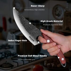 Huusk Viking Knives Hand Forged Boning Knife Full Tang Japanese Chef Knife with Sheath Butcher Meat Cleaver Japan Kitchen Knife for Home, Outdoor, Camping Thanksgiving Christmas Gifts