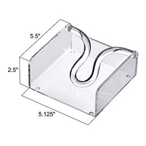 Amazing Abby Acrylic Cocktail Napkin Holder (5.0"x5.0"), Clear Plastic Napkin Dispenser with Weighted Arm and Non-Slip Pads, Great for Kitchen Counter, Dining Table, Bathroom Vanity, and More