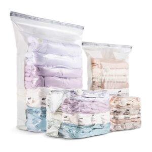 vacuum storage bags, space saver sealer bags compressed closet organizers and storage bags for bedding, comforter, pillows, towel, blanket, clothes compress cube no pumps needed 3 pack (medium-3pcs)