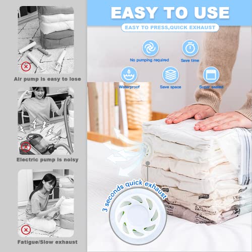 Vacuum Storage Bags, Space Saver Sealer Bags Compressed Closet Organizers and Storage Bags for Bedding, Comforter, Pillows, Towel, Blanket, Clothes Compress Cube No Pumps Needed 3 Pack (Medium-3pcs)