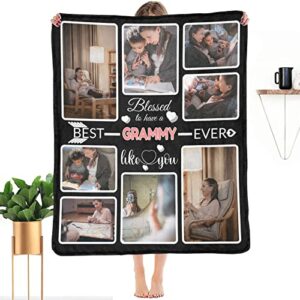 heinare custom blanket gifts for grammy, customized blankets with photos, make a personalized bed throws to my grammy, custom souvenir throw blanket for best grammy ever, 8 collages made in usa