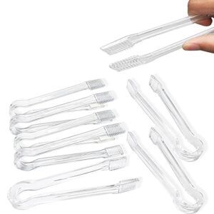 8 pcs plastic buffet serving tongs, clear kitchen tongs 6.3 inch small ice tongs for tea and coffee party catering appetizers salad desserts sandwich