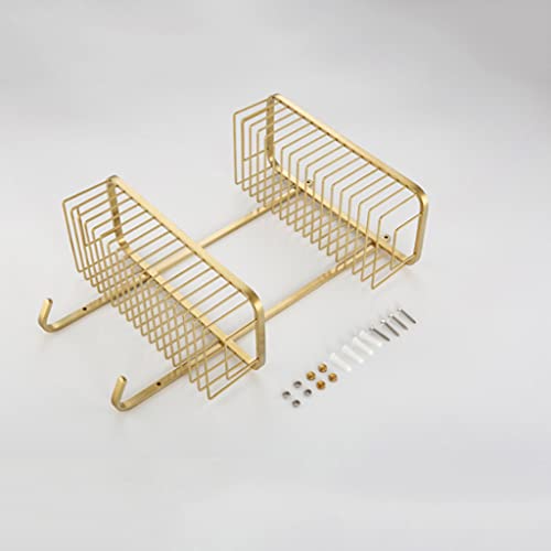 BKDFD Bathroom Double Shelf Storage Rack Stainless Steel Brushed Gold Bathroom Shower Gel Shampoo Rack