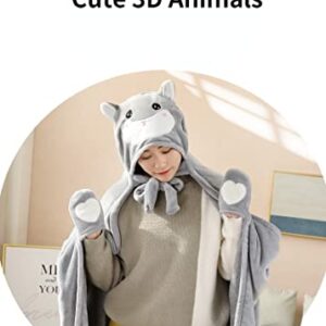 Wearable Blanket Soft Cape for Adult Women Men Warm Cozy Hoodie Cute 3D Animals Cartoon with Gloves Carpet Home (Large,Duck)