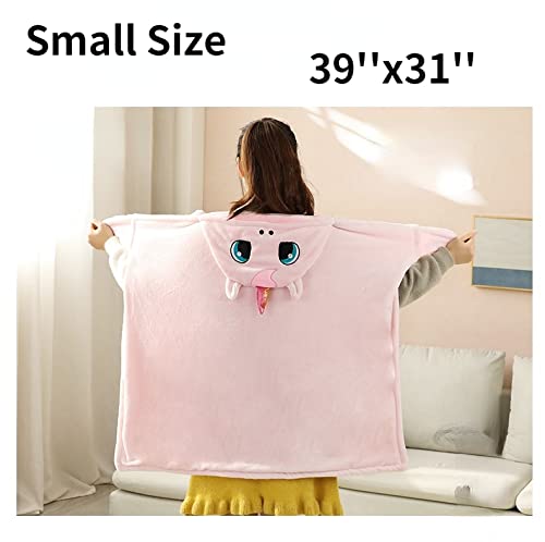 Wearable Blanket Soft Cape for Adult Women Men Warm Cozy Hoodie Cute 3D Animals Cartoon with Gloves Carpet Home (Large,Duck)