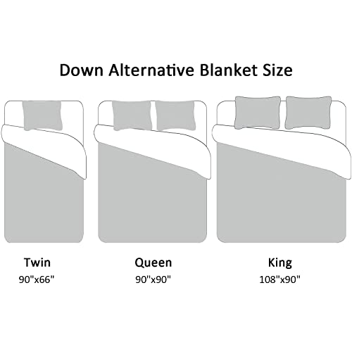 downluxe King Size Blanket, Lightweight Down Alternative Blanket with Satin Trim (90 X 108 Inch, Grey)