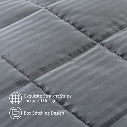 downluxe King Size Blanket, Lightweight Down Alternative Blanket with Satin Trim (90 X 108 Inch, Grey)