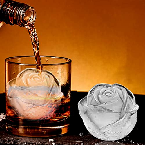 Ice Cube Tray, ROTTAY Rose Ice Cube Maker, Makes Four 2.5inch Rose Shaped Ice Cubes, Easy Release Ice Ball Maker, Novelty Drink Tray For Chilled Drinks, Whiskey & Cocktails, Homemade