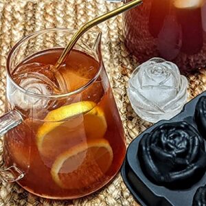 Ice Cube Tray, ROTTAY Rose Ice Cube Maker, Makes Four 2.5inch Rose Shaped Ice Cubes, Easy Release Ice Ball Maker, Novelty Drink Tray For Chilled Drinks, Whiskey & Cocktails, Homemade