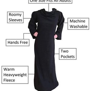 LA-Z Blanket Premium - Deluxe, Super Warm Wearable Reading Blanket with Pockets and Sleeves for Adults (Black)