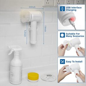 Electric Spin Scrubber,Electric Cleaning Brush with 3 Brush Heads,Cordless Portable Scrub Brush,Handheld Shower Scrubber Suitable for Bathroom/Tiles/Floor/Bathtub/Kitchen (White-1)