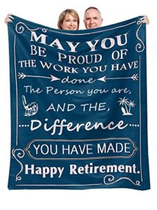 retirement gifts for men 2023,retired gifts for men women,happy retirement blanket 60"x 50",best retirement gifts for parents grandparents,unique retirement farewell gifts for friends coworkers boss