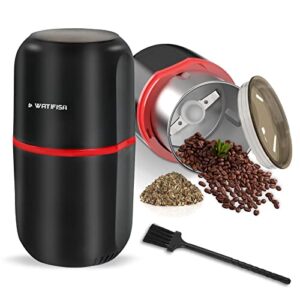 watifisa herb grinder electric spice grinder with cleaning brush, herb spice coffee grinder with large capacity - for herbs, fine leaves, peanuts, pepper beans, mushrooms & grains (black)