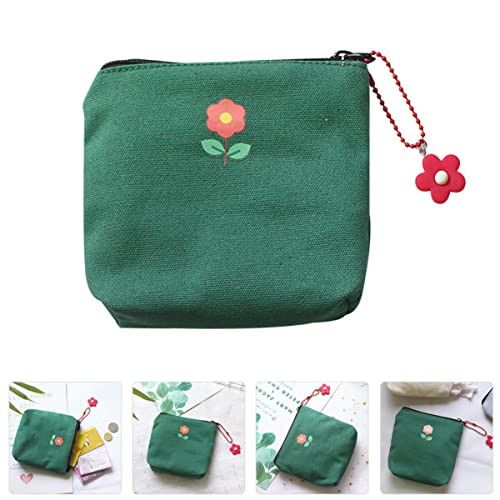 Healifty 1 pc Zipper Charm Bag- Purse Organiser Makeup Compact Portable Practical Storage Green for Nursing Multipurpose Coin and Tie Travel Products Tampons Girls Decorative Earphone