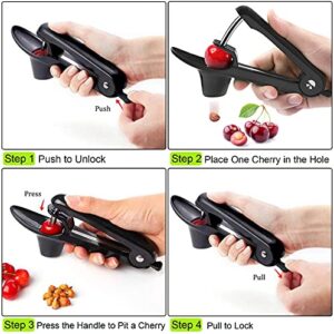 Cherry Pitter Tool,Cherries Pitter Olive Seed Remover Tool Cherry Stoner Pitter Cherry Corer Tool with Space-Saving Lock Design for Make Fresh Cherries Dishes and Cocktail Cherries