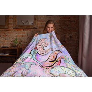Mermaid Blanket 40"x50" Extra Small for Pets Toddler Super Soft Blankets for livingroom, Couch, Sofa Flannel Lightweight Throw to Adults Kids Man Woman
