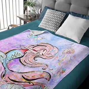 Mermaid Blanket 40"x50" Extra Small for Pets Toddler Super Soft Blankets for livingroom, Couch, Sofa Flannel Lightweight Throw to Adults Kids Man Woman