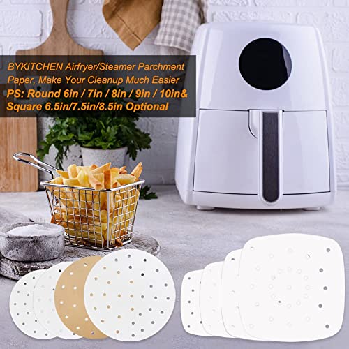 Air Fryer Parchment Paper, Set of 100, 10 inch Air Fryer Liner/Bamboo Steamer Liners/ Steaming Basket and More (6/7/8/9 Inch Available)