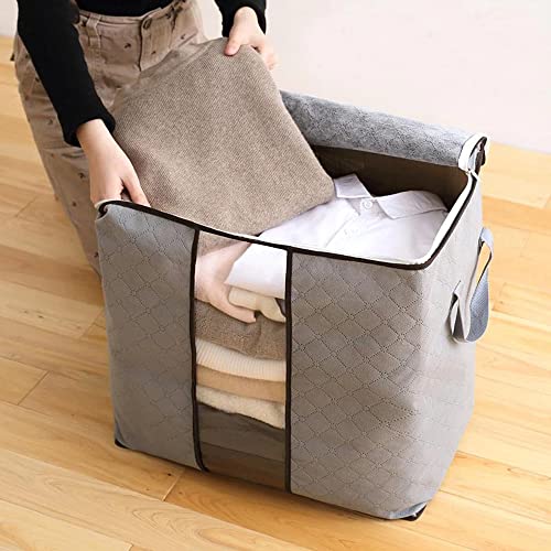 GUAGLL Quilt Storage Bag Non-Woven Foldable Window Handle Storage Bag for Clothes Quilt Toys