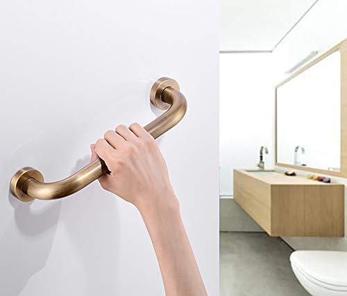 CRODY Bath Wall Attachment Handrails Grab Bar Rails Brass Antique Wall Mounted Grab Bar,Bathroom Shower Anti-Slip Grip,Toilet Bath Safety Anti-Fall Grip for Elderly Disabled, Towel Rack/30Cm