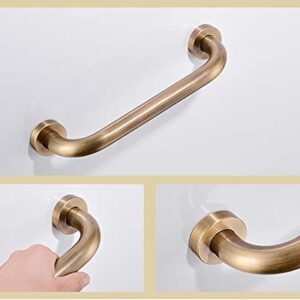 CRODY Bath Wall Attachment Handrails Grab Bar Rails Brass Antique Wall Mounted Grab Bar,Bathroom Shower Anti-Slip Grip,Toilet Bath Safety Anti-Fall Grip for Elderly Disabled, Towel Rack/30Cm