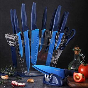 Wanbasion 16 Pieces Kitchen Knife Set Dishwasher Safe, Professional Chef Kitchen Knife Set, Kitchen Knife Set Stainless Steel with Knife Sharpener Peeler Scissors Acrylic Block