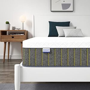 hoxury twin mattress, 10 inch hybrid mattress twin size, memory foam & individually wrapped pocket coils innerspring mattress in a box, pressure relief & cooler sleeping
