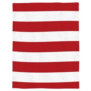 Christmas Throw Blanket Flannel Fleece Blanket Bold Stripe Pattern Red White Super Soft Warm Cozy Bed Couch Car Throw Blanket for Children Adult Travel All Reason 40x50inch