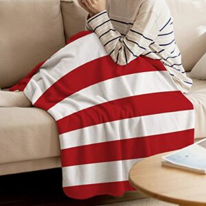 Christmas Throw Blanket Flannel Fleece Blanket Bold Stripe Pattern Red White Super Soft Warm Cozy Bed Couch Car Throw Blanket for Children Adult Travel All Reason 40x50inch