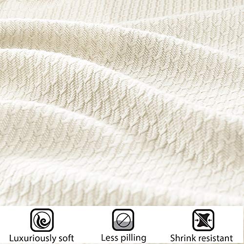 Madison Park 100% Egyptian Cotton Breathable Cozy Blanket, Premium Knit Luxury Bedding, All Season Lightweight Cover for Bed, Couch and Sofa, King(108"x90"), Ivory (MP51N-5173)