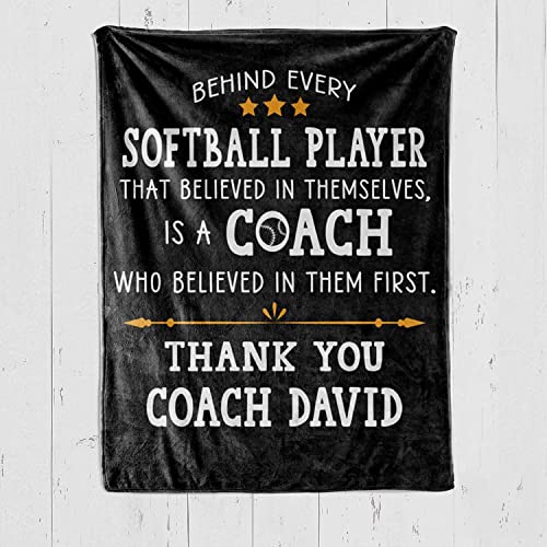 Personalized Softball Coach Gifts for Men Or Women, Softball Coach Appreciation Gifts Blanket, Custom Softball Blanket for Coach, Thank You Coach End of Season Gifts from Softball Team (Multi 5)