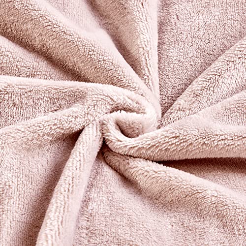 Mocaletto Luxury 3 Layers Fleece Throw Blanket,650 GSM Thick Decorative Warm Blanket Twin Size 60" x 80", Soft Velvet Winter Blanket for Sofa Couch Bed,Washable & Breathable,Pink