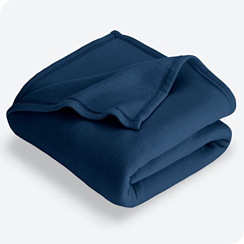 Bare Home Polar Fleece Blanket - Twin/Twin XL Blanket - Dark Blue - Warm & Cozy - Premium Fleece - Blanket for Bed, Sofa, Camping, Travel and Cold Nights - Lightweight (Twin/Twin XL, Dark Blue)