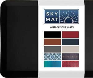 sky solutions anti fatigue mat - 3/4" cushioned kitchen rug and standing desk mat & garage - non slip, waterproof and stain resistant (20" x 39", black)