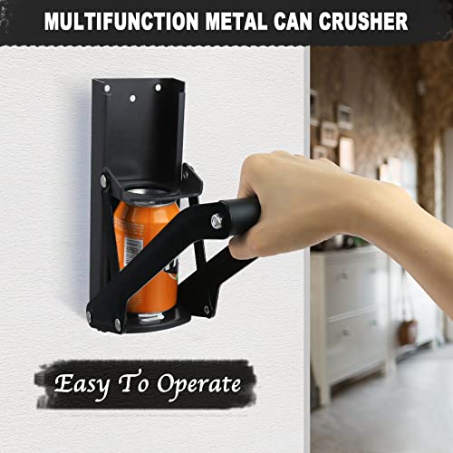 16 oz Metal Can Crusher, Heavy-Duty Wall-Mounted Smasher for Aluminum Seltzer, Soda, Beer Cans and Bottles for Recycling, Gadgets for Home (Black)