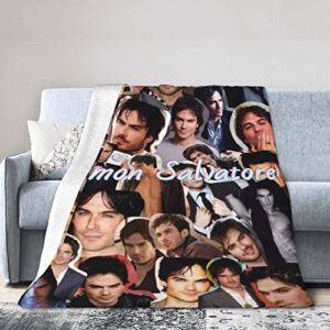 gngtapestry cute ian somerhalder damon throw blanket super soft flannel air conditioning blanket for halloween christmas daily gift, suitable for sofa bed car in all seasons,60×50inch, black