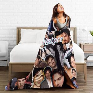 Gngtapestry Cute Ian Somerhalder Damon Throw Blanket Super Soft Flannel Air Conditioning Blanket for Halloween Christmas Daily Gift, Suitable for Sofa Bed Car in All Seasons,60×50inch, Black