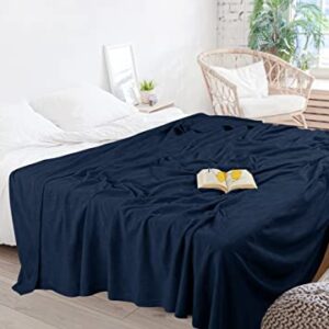 Utopia Bedding 100% Cotton Blanket (Queen Size - 90x90 Inches) 350GSM Lightweight Thermal Blanket, Soft Breathable Blanket for All Seasons (Navy)