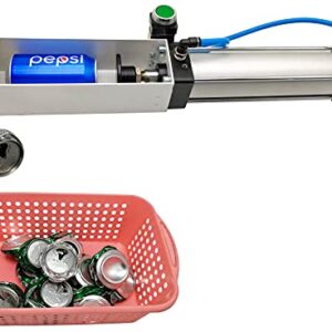 Aluminum Can Crusher, Heavy Duty Pneumatic Cylinder Soda Beer Can Crusher, Eco-Friendly Recycling Tool (Countertop Button Valve)