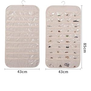 GUAGLL Beige 80-Compartment Double-Sided Jewelry Business ID Card Dustproof Storage Bag