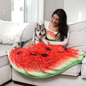 Watermelon Slice Round Fleece Throw Blanket | Plush Soft Polyester Cover For Sofa and Bed, Cozy Home Decor Room Essentials | Cute Gifts and Collectibles | 60 Inches