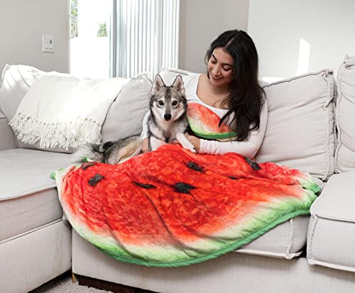 Watermelon Slice Round Fleece Throw Blanket | Plush Soft Polyester Cover For Sofa and Bed, Cozy Home Decor Room Essentials | Cute Gifts and Collectibles | 60 Inches